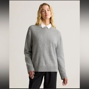 Quince Mongolian Cashmere Oversized Crewneck Heather Grey Sweater